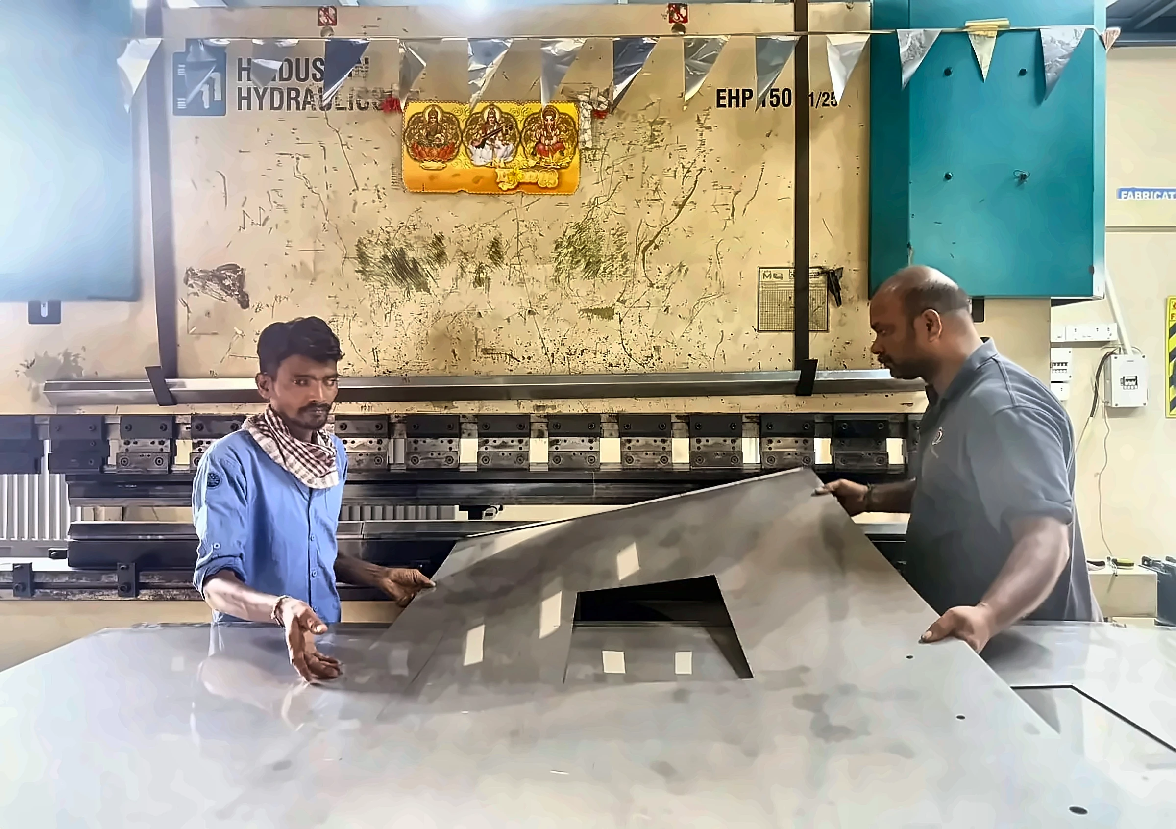 The Rajeswari team at work in the workshop